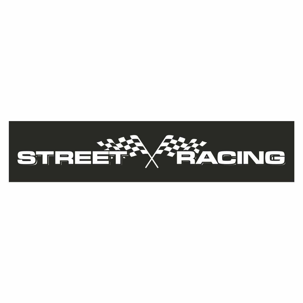 Полоса на лобовое стекло 1300х170мм  STREET RACING   флаги  черная  Арт рэйсинг