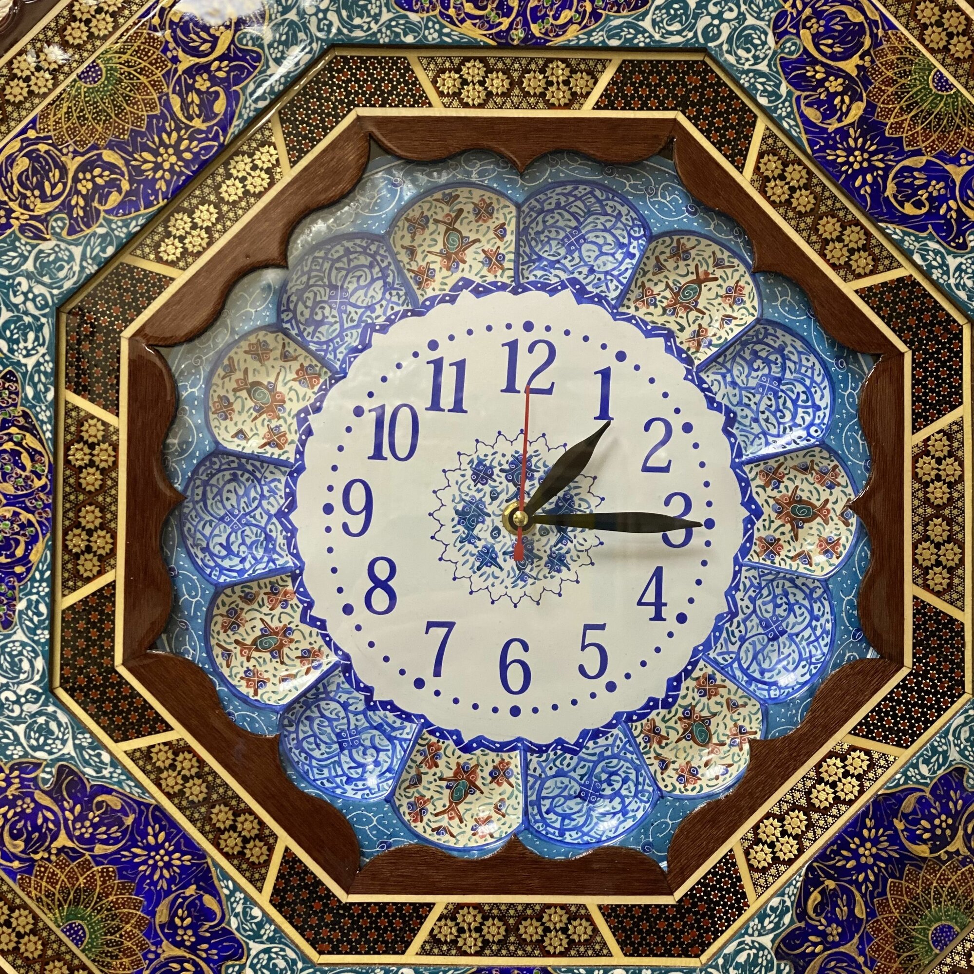 Часы Персидский базар "Иран", настенные, дерево, диаметр 55см, ручная работа — фото 1