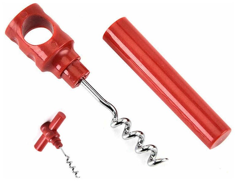 8 Штопоров (комплект) складной винтовой, металл, пластик, красный — фото 1