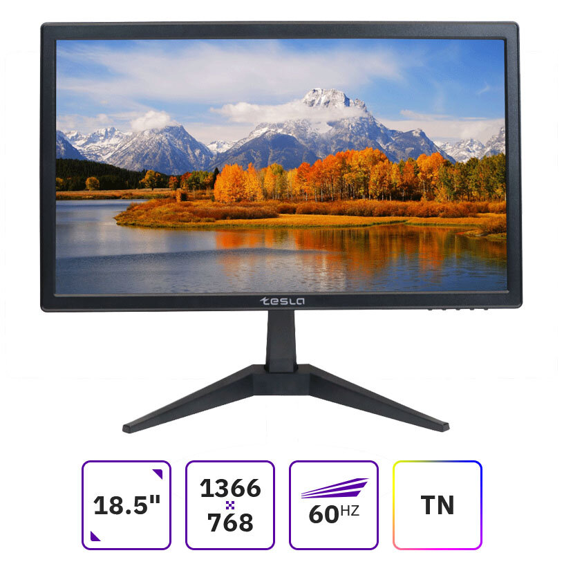 Монитор 18.5" TESLA Q2422DFG TN, 1366x768, черный