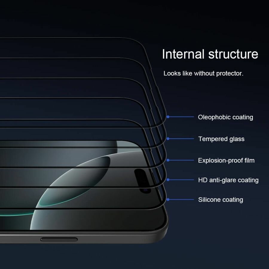 Защитное стекло Nillkin 3D CP+ MAX для iPhone 16 Pro черный — фото 1