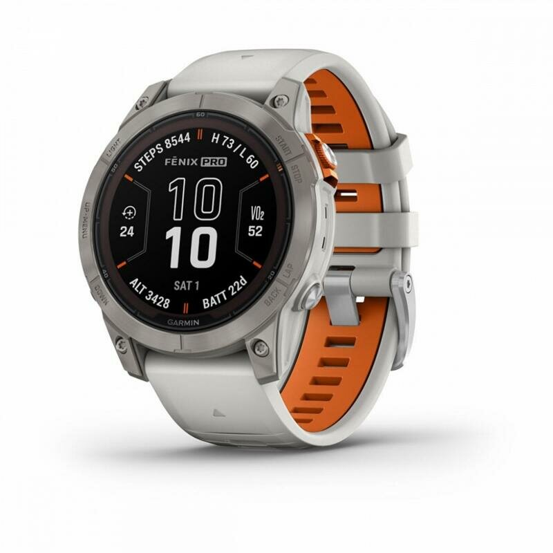 Умные часы Garmin Fenix 7 Pro Sapphire Solar, Fog Gray with Ember Orange Band (010-02777-21)