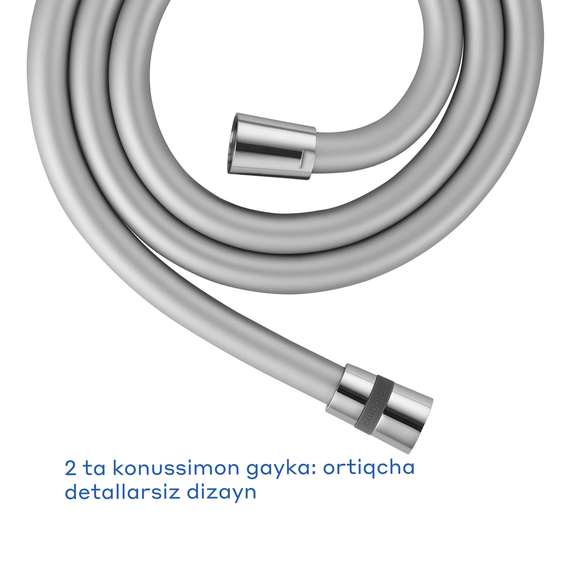 Шланг для душа Pragma, хром, силиконовый, 175 см, HME2. CSI7.008 — фото 1