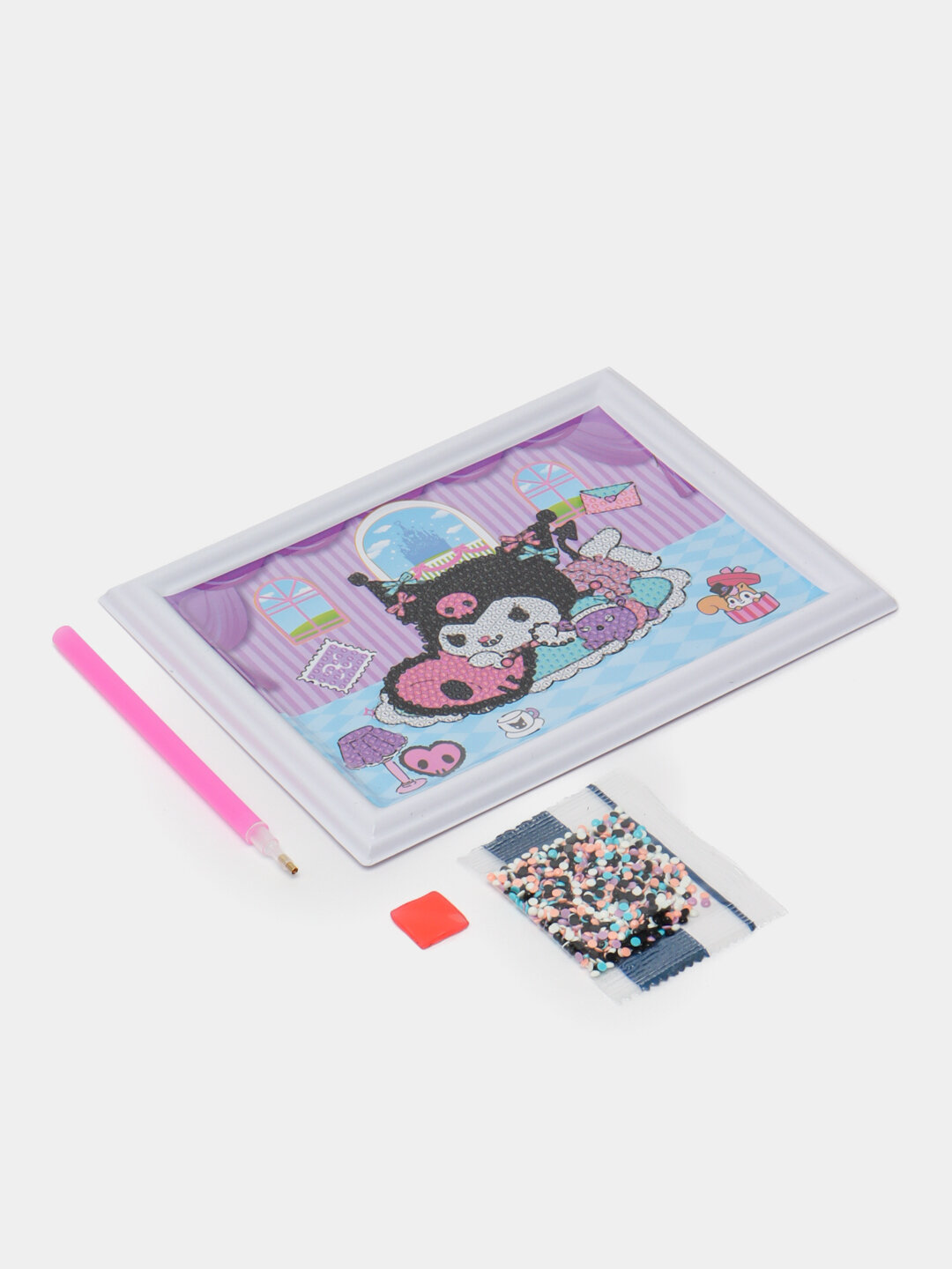 Алмазная мозаика Kuromi Sanrio, размер 22x15 см — яркий и увлекательный процесс создания уникальной картины — фото 1
