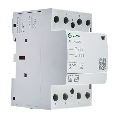 Модульный контактор 4НЗ контакта 63А; 230В AC/DC, РЕЛЕОН, KM104023063