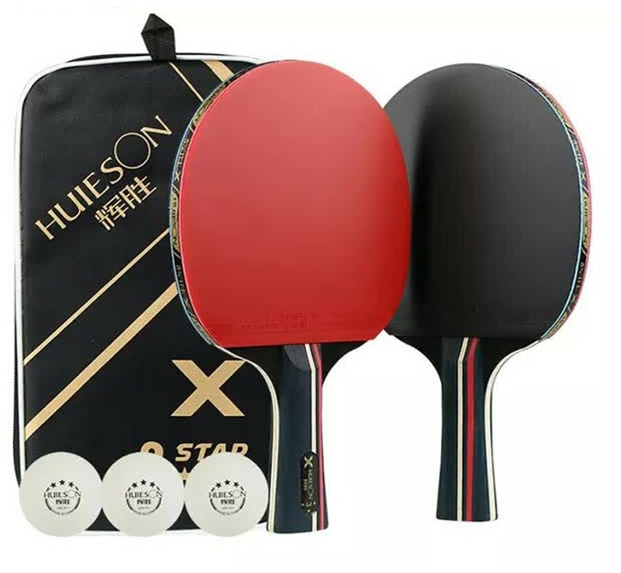Ракетки для настольного тенниса Huieson Trend Sung 3 Star, 2шт (3 шарика, чехол)