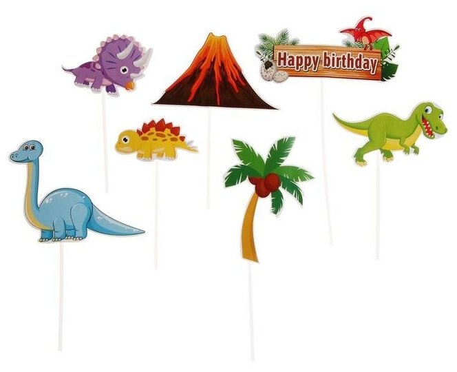 Топпер Страна Карнавалия "С Днем Рождения" динозавры