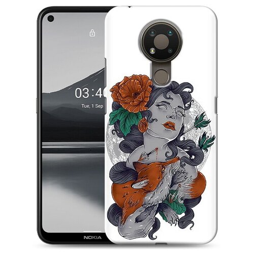 Чехол задняя-панель-накладка-бампер MyPads темная девушка с лисой для Nokia 3.4 противоударный