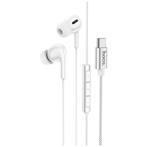 Наушники внутриканальные HOCO M91 Shelly нейлон микрофон кнопка ответа регулятор громкости кабель Type-C 12м цвет белый 95700₽