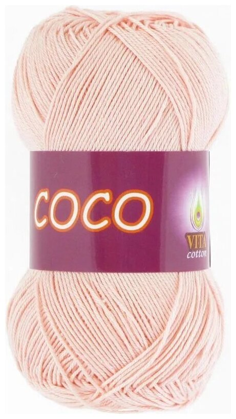 Пряжа хлопковая Vita Cotton Coco (Вита Коко) - 4 мотка, 4317 розовая пудра, 100% мерсеризованный хлопок 240м/50г