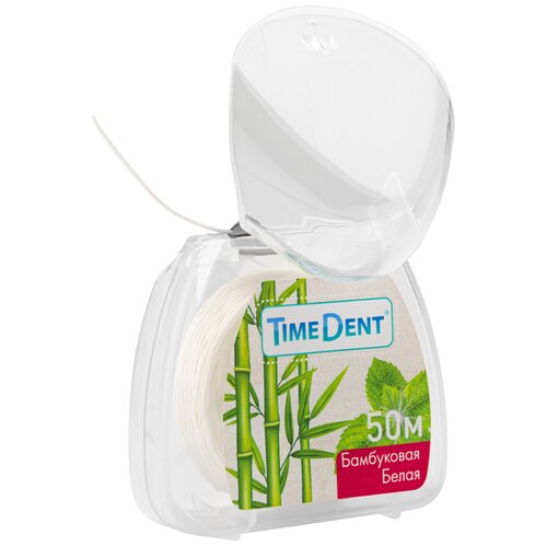 Oleos Зубная нить TimeDENT бамбуковая белая, 50 м 1 шт