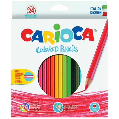 Карандаши цветные CARIOCA, 24 цвета, шестигранные, заточенные, европодвес