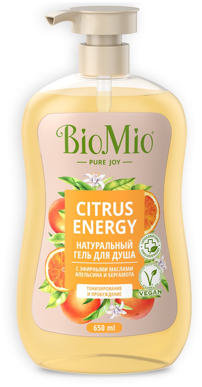 Натуральный гель для душа BioMio Citrus Energy с эфирными маслами апельсина и бергамота