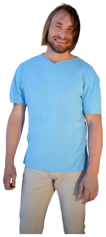 Мужская голубая футболка из конопли и хлопка 