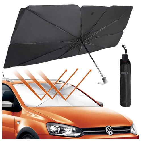 Раскладной солнцезащитный зонт (экран) для лобового стекла автомобиля 140х80 см