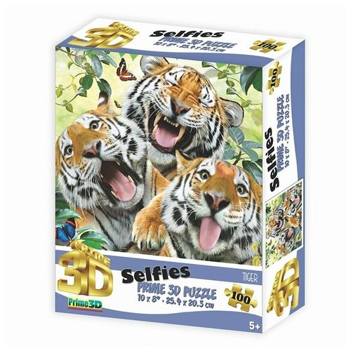 Пазл 3D 100 дет. Тигры селфи 5+ 31218 31218 пазл тигры в чемоданчике 1000 элементов