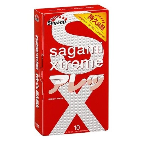 Утолщенные презервативы Sagami Xtreme Feel Long с точками - 10 шт.