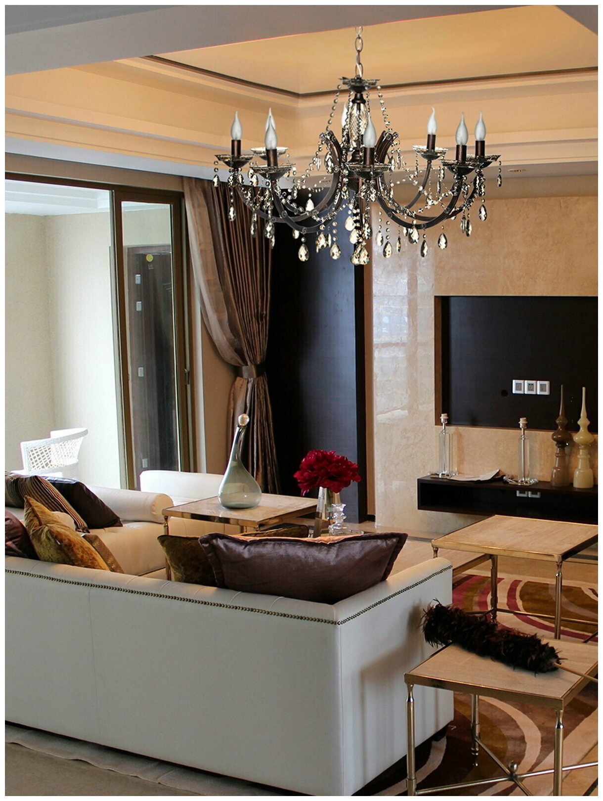 люстра подвесная LAMPLANDIA Florentina 8x40Вт E14 без плафонов,металл - фото №8