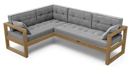 Угловой диван, Прямой диван левый DEmoku Д-4 СС (цвет ткани: серый, цвет дерева: холодный серый), механизм Нераскладной, 212х160х79 см