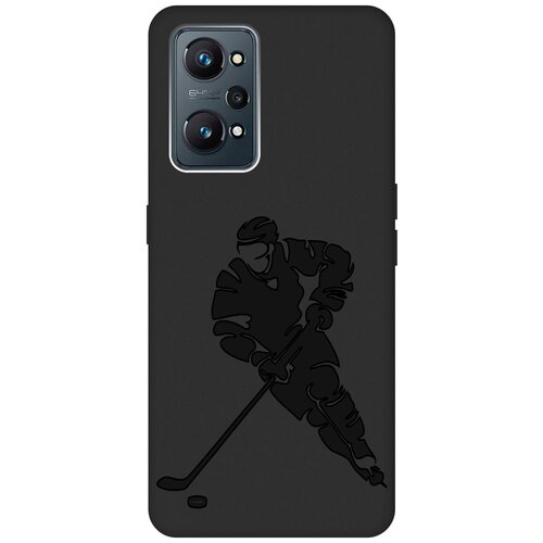 Матовый чехол Hockey для Realme GT Neo 2 / Рилми ГТ Нео 2 с 3D эффектом черный матовый soft touch силиконовый чехол на realme gt neo 2 рилми гт нео 2 с 3d принтом avo sport черный