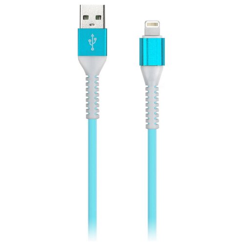 Дата-кабель SmartBuy 8pin кабель в TPE оплетке Flow3D, 1м. мет. након, <2А, синий кабель smartbuy microusb в tpe оплет flow3d 1м мет нак