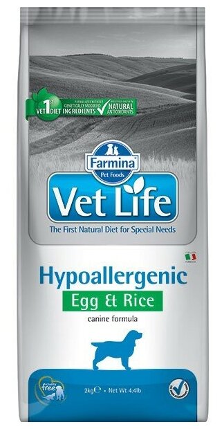 Farmina (Фармина) Vet Life Dog Hypoallergenic 2кг х 2шт сухой для собак при аллергии с яйцом и рисом