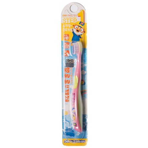 Детская зубная щётка розовая от 6 до 24 месяцев Пороро —Pororo Child toothbrush STEP 1 Pink 6 to 24
