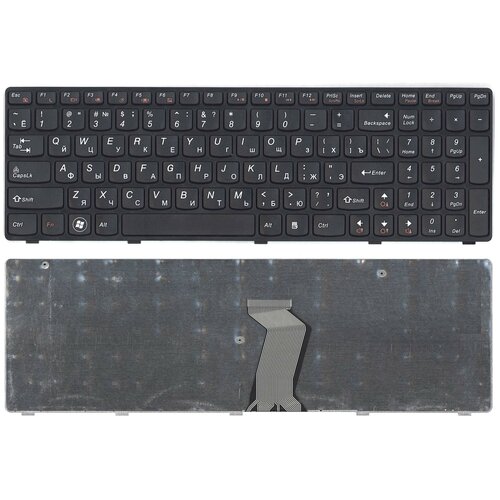 Клавиатура для ноутбука Lenovo Ideapad G580 G585 Z580 Z585 Z780 G780 черная с черной рамкой клавиатура для ноутбука lenovo y580 c подсветкой p n 25 207343 25207343 t4b8 ru nsk b55bc 0r