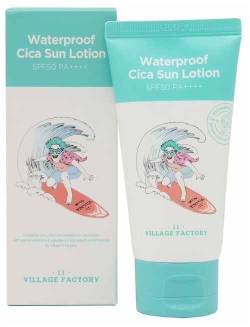 Водостойкий солнцезащитный лосьон VILLAGE 11 FACTORY Waterproof Cica Sun Lotion SPF50 PA++++ 80ml