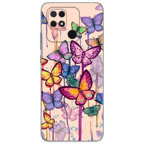 Силиконовый чехол Mcover на Xiaomi Redmi 10C с рисунком Бабочки разноцветные Акварелью силиконовый чехол mcover на apple iphone 14 pro с рисунком бабочки разноцветные акварелью