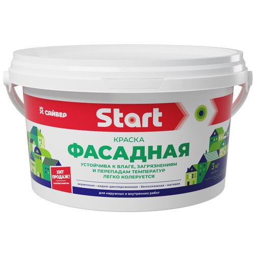 Краска акриловая Start Start фасадная матовая белый 3 кг