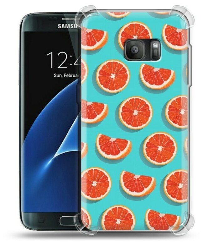 Дизайнерский силиконовый с усиленными углами чехол для Самсунг S7 / Samsung Galaxy S7 Апельсины