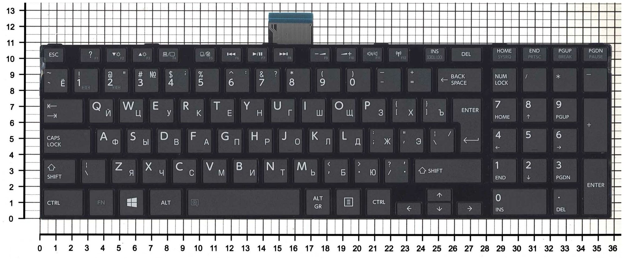 Клавиатура для ноутбука Toshiba 6037B0084608 черная с рамкой