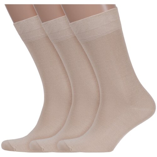 фото Комплект из 3 пар мужских носков хох из тенсела бежевые, размер 25 (38-40)