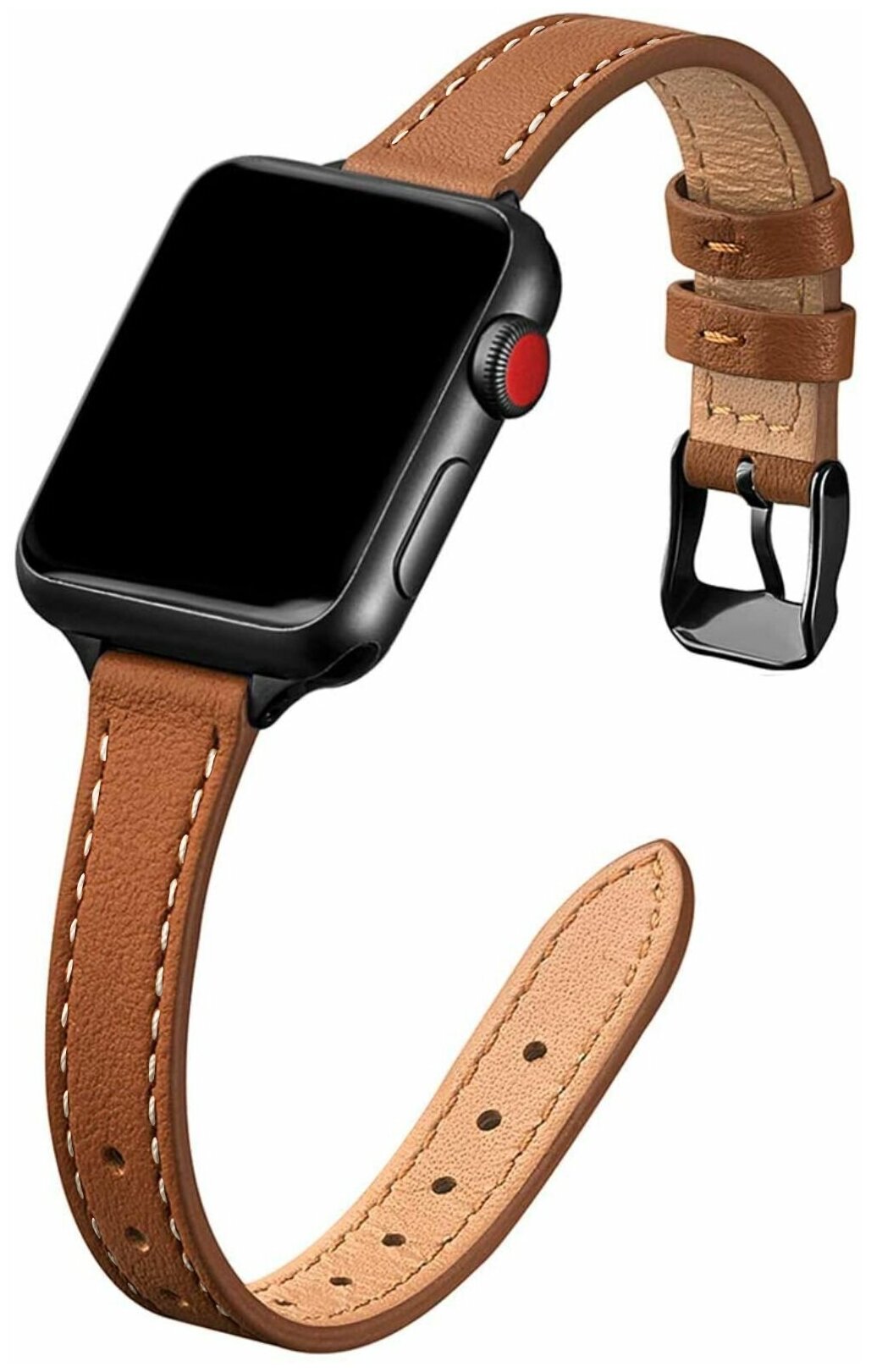 Кожаный ремешок для Apple Watch 38-40-41 мм, браслет из кожи для часов Apple Watch series 1-7 SE, коричневый (38Brown)