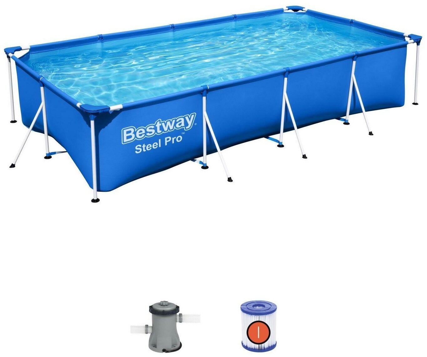 Каркасный бассейн Bestway Steel Pro 400х211х81см 5700л фильтр-насос 1249л/ч в комплекте
