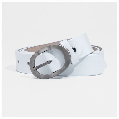 фото Ремень, ширина 3 см, винт, пряжка металл, цвет белый recom