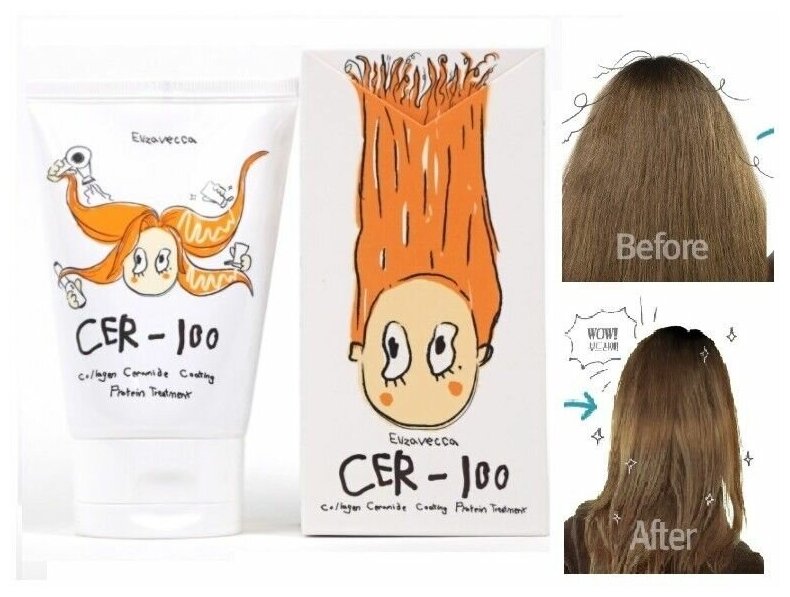 Маска Elizavecca для восстановления сухих и повреждённых волос Collagen Ceramide Coating Protein Treatment, 100 мл - фото №13