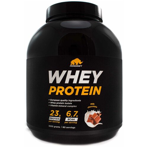 Протеин сывороточный PRIMEKRAFT Whey Protein, Молочный шоколад (Milk Chocolate), банка 1800 г / 60 порций