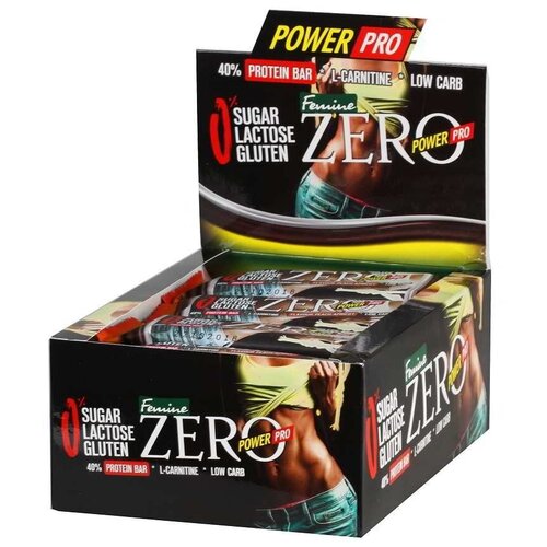 power pro zero femine 40% 50 г коробка 20 шт латте 50 г POWER PRO протеиновые батончики ZERO мультибелковый без сахара (50 г) (20 шт)