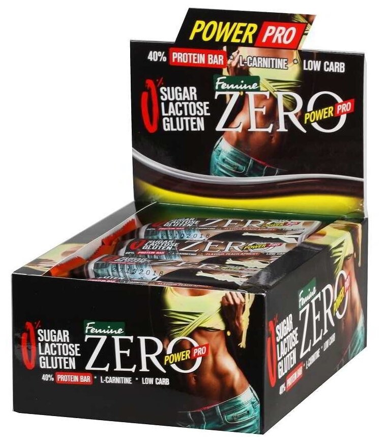 Батончики протеиновые Power Pro ZERO, 20 шт по 50 г, вкус: шоколадное печенье