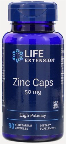 Изображение товара Life Extension, Цинк в капсулах, 50 мг, 90 вегетарианских капсул