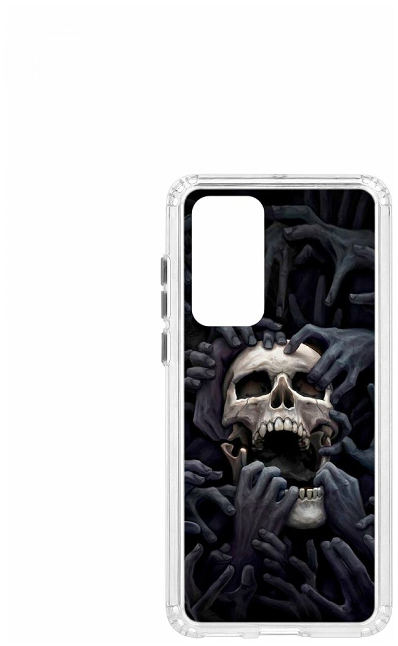 Чехол для Huawei P40 Kruche Print Skull Hands, противоударная пластиковая накладка с рисунком, силиконовый бампер с защитой камеры, кейс с рисунком