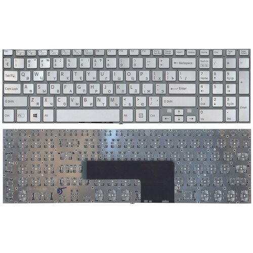 Клавиатура для ноутбука Sony FIT 15 SVF15 серебристая с подсветкой 1627₽
