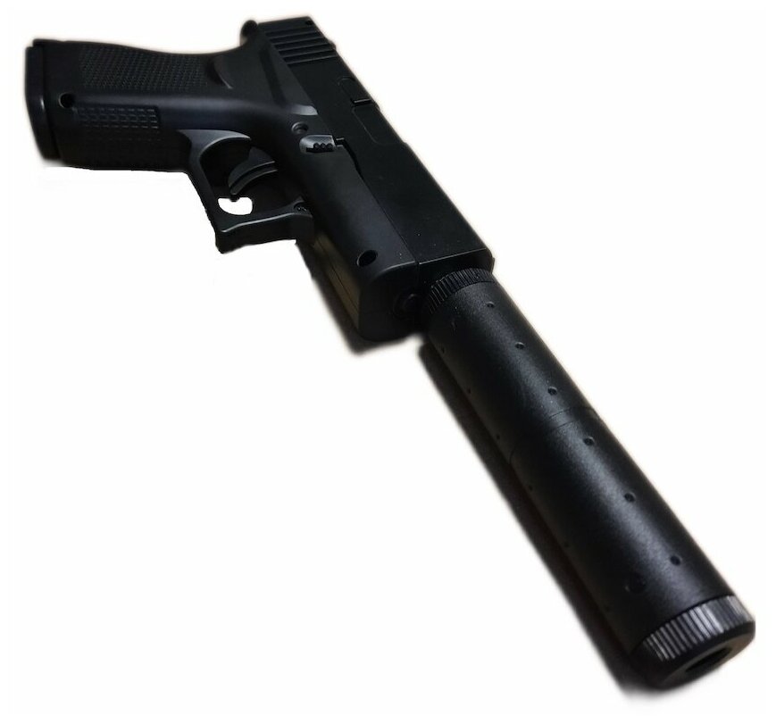 Пистолет металлический с глушителем / Игрушечное оружие / Пистолет детский / Детский пистолет с пульками