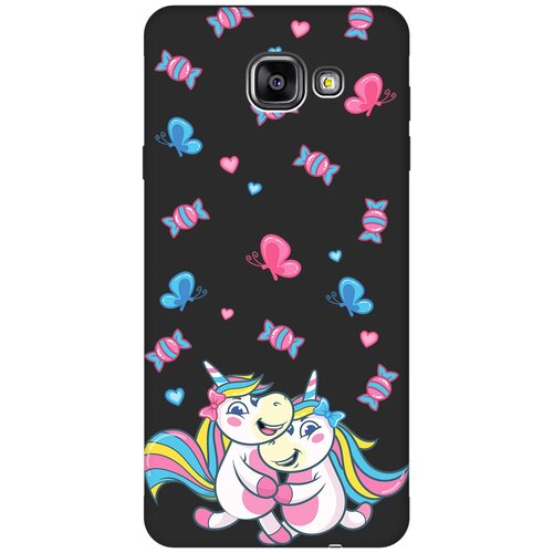 Матовый чехол Unicorns and Candies для Samsung Galaxy A7 (2016) / Самсунг А7 2016 с 3D эффектом черный матовый чехол unicorns and candies для samsung galaxy j1 2016 самсунг джей 1 2016 с 3d эффектом черный