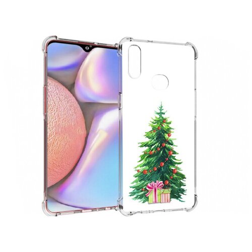 Чехол задняя-панель-накладка-бампер MyPads Елка новогодняя с подарками акварель для Samsung Galaxy A10s противоударный