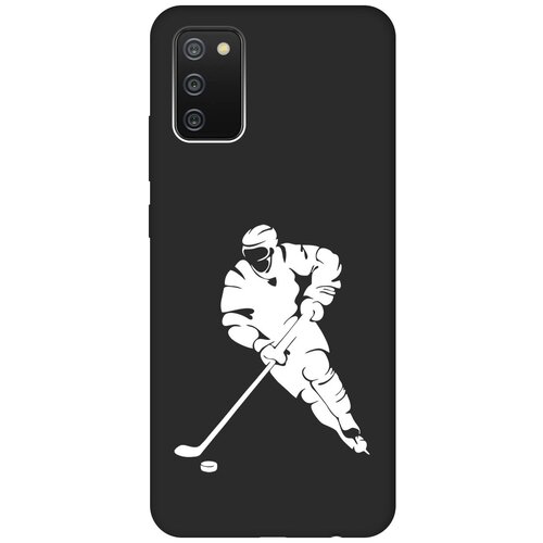 Матовый чехол Hockey W для Samsung Galaxy A02s / Самсунг А02с с 3D эффектом черный матовый чехол true king для samsung galaxy a02s самсунг а02с с 3d эффектом черный