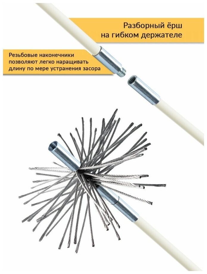 Ерш для очистки дымохода Веселый трубочист Гибкий подход 150 мм - фотография № 5