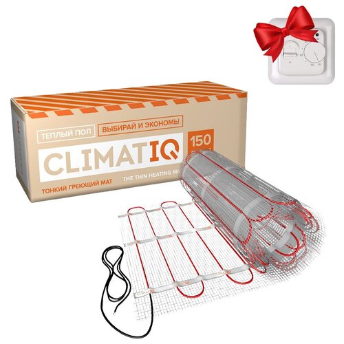 Теплый пол самоклеящийся в стяжку/плиточный клей греющий мат CLIMATIQ 3,0м, в подарок Терморегулятор!